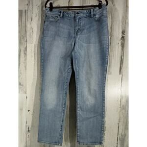 Chicos Platinum Denim Jeans Sz‎ 2 Short 32x28 Ultimate Fit Slim Leg Light Wash
